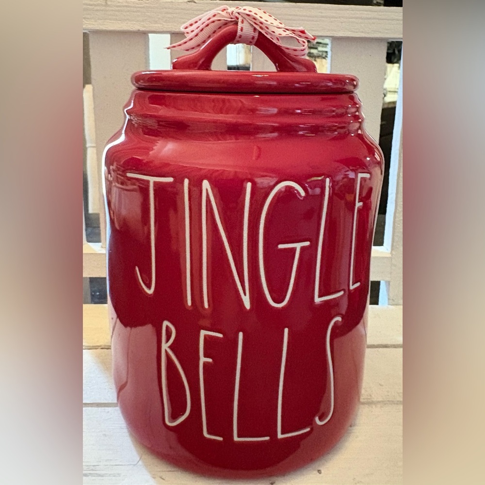 Rae Dunn Red Jingle Bells Canister